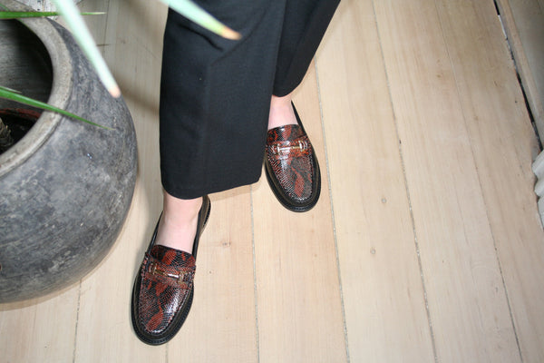 Agnello Loafers I Snake Rosso